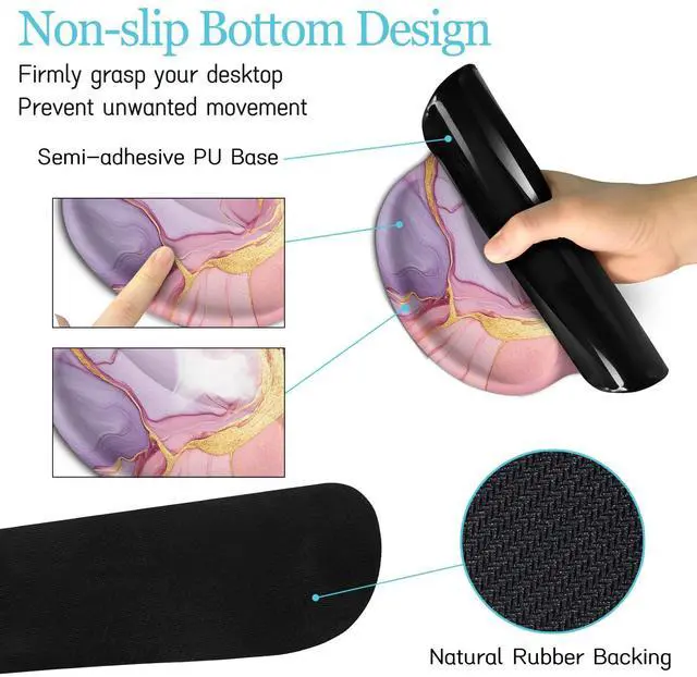 Alt view image 5 of 5 - LIMKRIAN Marble Mouse Pad Set Large Desk Matt for Desktop, Ergonomic Mouse Pad with Wrist Rest for Gaming Wrist Support Keyboard Mat Cup Coaster Set Office Desk Decor Accessories