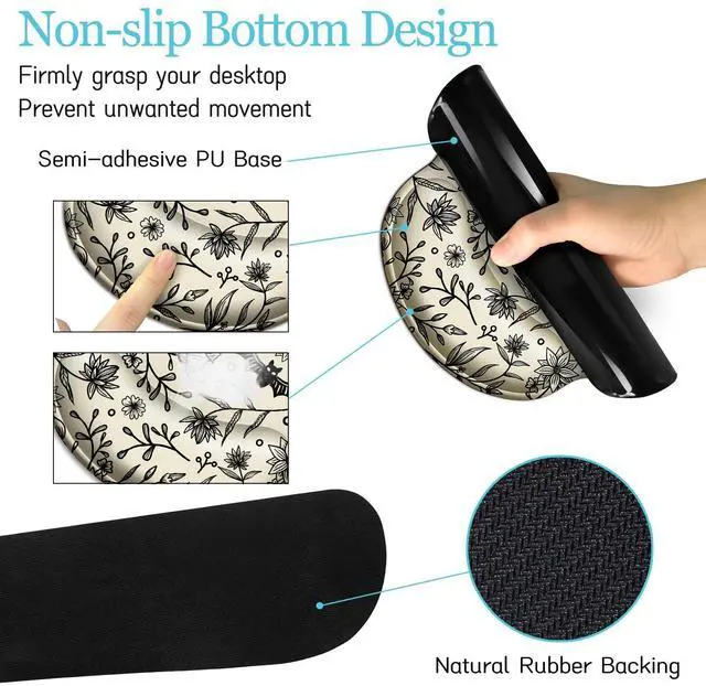 Alt view image 5 of 5 - LIMKRIAN Goth Bat Mouse Pad Set Large Desk Mat for Desktop, Ergonomic Mouse Pad with Wrist Rest for Gaming, Keyboard Mat Wrist Support Cup Coaster Set, Gothic Office Desk Accessories Decor Supplies