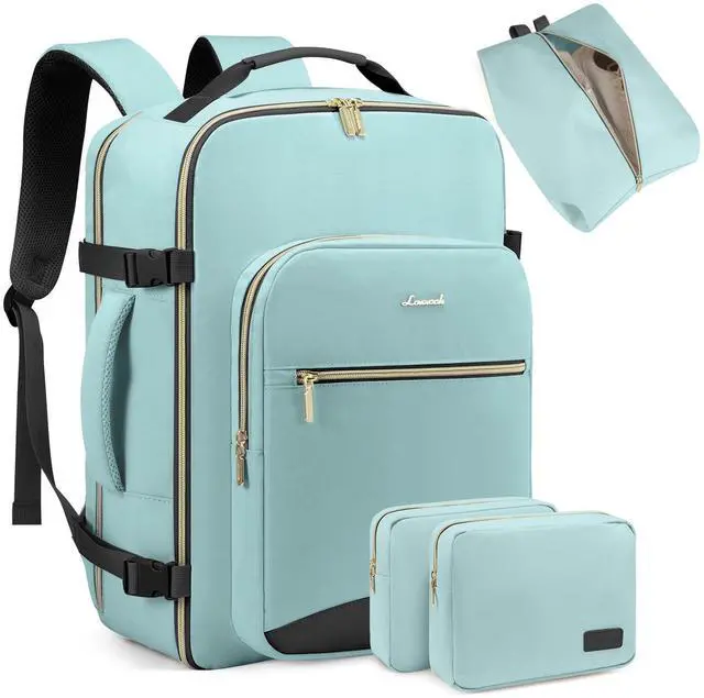 Main image of LOVEVOOK Travel Backpack for Women Men as Personal Item Flight Approved, 50L Luggage Carry On Backpack,18.4 inch Large Daypack Laptop Backpack Waterproof Outdoor Sports with 3 Packing Cubes,Mint green