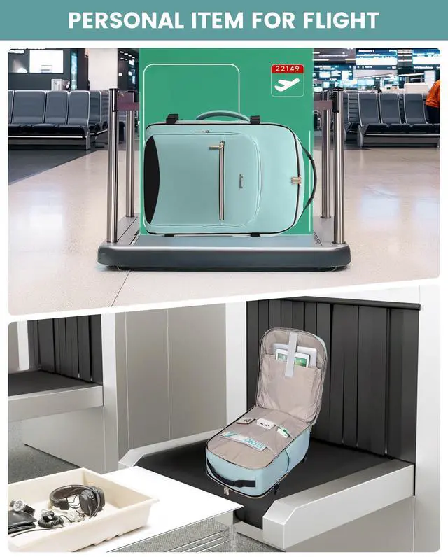 Alt view image 4 of 5 - LOVEVOOK Travel Backpack for Women Men as Personal Item Flight Approved, 50L Luggage Carry On Backpack,18.4 inch Large Daypack Laptop Backpack Waterproof Outdoor Sports with 3 Packing Cubes,Mint green