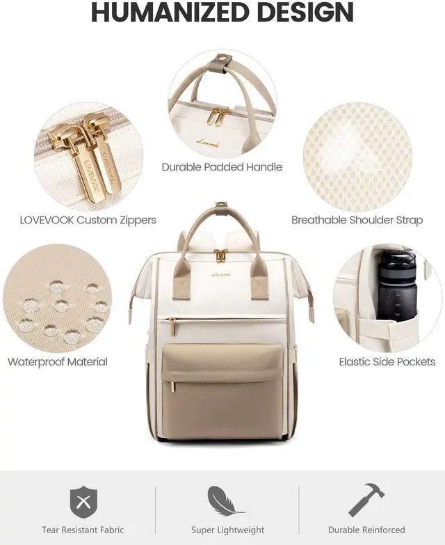Alt view image 5 of 5 - LOVEVOOK Laptop Backpack for Women Teacher Nurse Bag, 15.6 Inch Womens Work Bags, Waterproof Travel Backpack Purse, Business Computer Laptop Bag with USB Port
