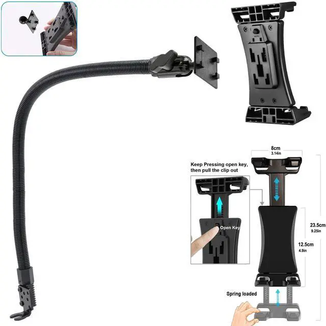 Alt view image 2 of 5 - LycoGear Heavy Duty 24" ELD Floor or Drill Base Tablet/Smartphone Mount w/Universal Holder | Easy Install | Fits iPad Galalxy Tablets and iPhone Smartphones (Includes 2nd Drill Plate Kit)