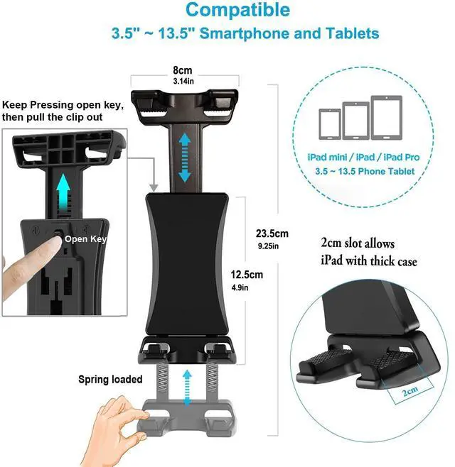 Alt view image 5 of 5 - LycoGear Heavy Duty 24" ELD Floor or Drill Base Tablet/Smartphone Mount w/Universal Holder | Easy Install | Fits iPad Galalxy Tablets and iPhone Smartphones (Includes 2nd Drill Plate Kit)