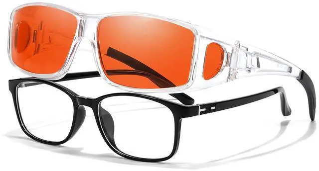 Main image of LVIOE Fit Over Blue Light Blocking Glasses for Women Men Wraparound Wear Over Glasses Reduce Eyestrain Sleep Better LB0311M