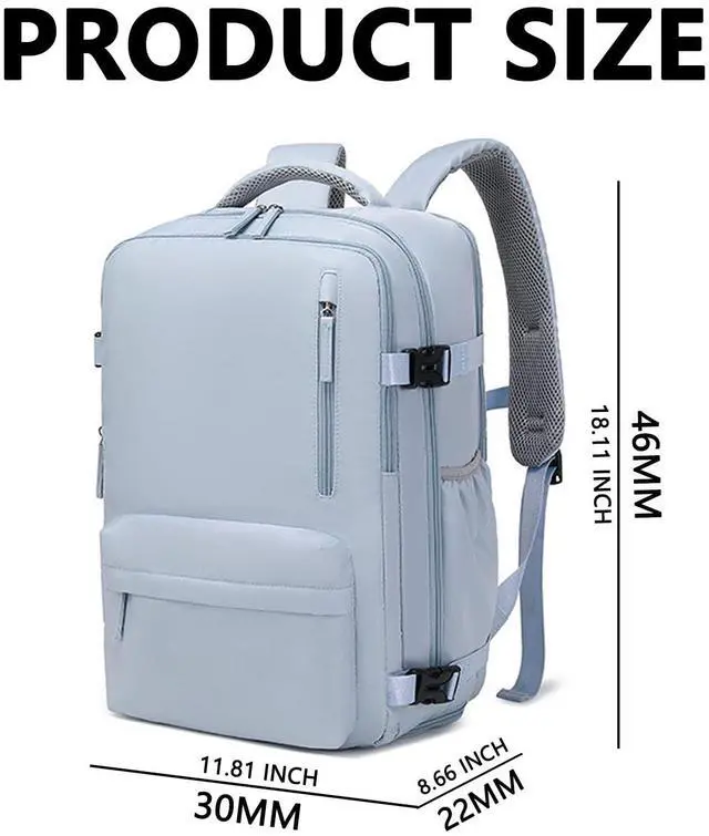 Alt view image 2 of 5 - LydeLog Travel Backpack,Travel Laptop Backpack with USB Charging Port,Suitable for travel, business trips, outdoor etc (Baby blue)