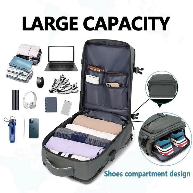 Alt view image 4 of 5 - LydeLog Travel Backpack,Travel Laptop Backpack with USB Charging Port,Suitable for travel, business trips, outdoor etc (Baby blue)