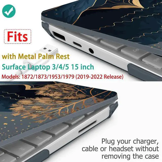Alt view image 2 of 5 - May Chen for 15 inch Microsoft Surface Laptop 3/4/5 with Metal Palm Rest Models:1872 1873 1953 1979, Plastic Hard Shell Case with Screen Protector & Keyboard Cover & Dust Plug, Traditional