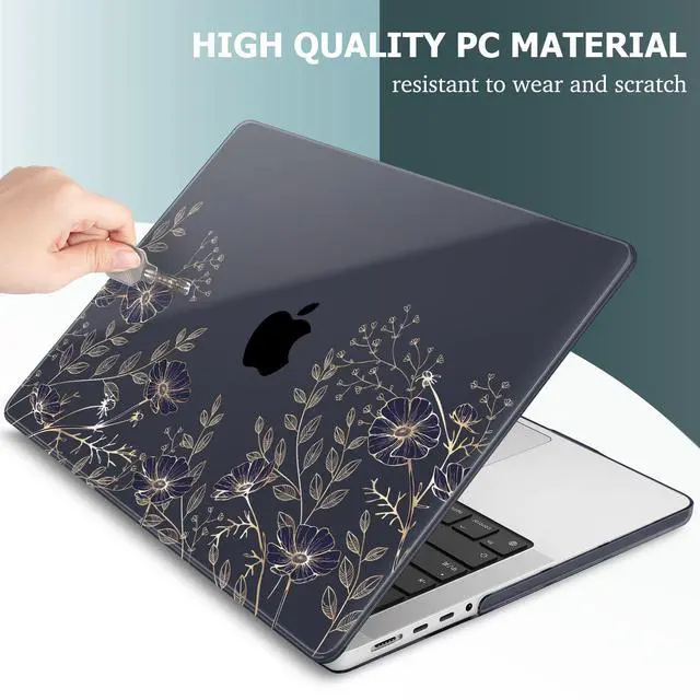 Alt view image 3 of 5 - May Chen Case for M4 MacBook Pro 16 inch A3403 Max A3186, M3 A2991 M2 A2780 M1 A2485 Pro Max 2024 2023 2022 2021 Release, Plastic Hard Shell Case with Screen Pretector&Keyboard Cover, Floral Art