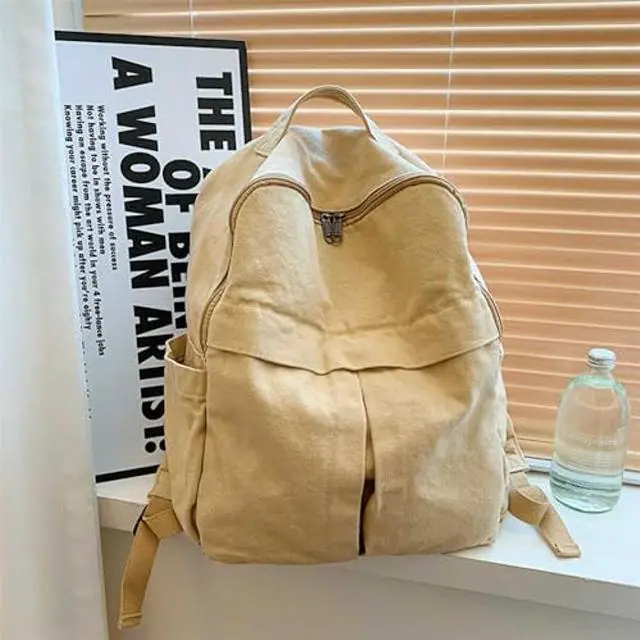 Alt view image 4 of 5 - MaxxCloud Cute College Laptop Backpack for Women, Heavy Cotton, Retro Canvas Backpack Travel Bag