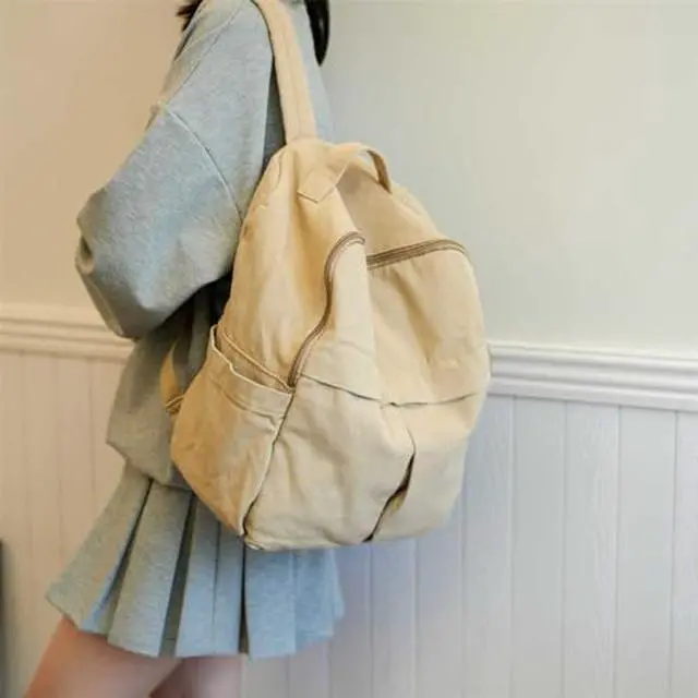 Alt view image 2 of 5 - MaxxCloud Cute College Laptop Backpack for Women, Heavy Cotton, Retro Canvas Backpack Travel Bag