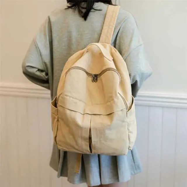 Alt view image 3 of 5 - MaxxCloud Cute College Laptop Backpack for Women, Heavy Cotton, Retro Canvas Backpack Travel Bag