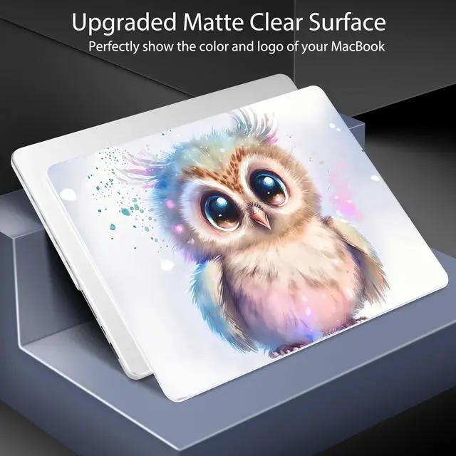 Alt view image 3 of 5 - May Chen Case for M4 MacBook Pro 16 inch, Surface Hard Shell Cover with Screen Protector & Keyboard Cover, Baby Owl