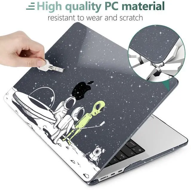 Alt view image 3 of 5 - MEEgoodo Case for M4/M3/M2 MacBook Air 13.6 inch Case 2025 2024 2022, Fit Model A3240/A3113/A2681, Laptop Hard Shell with Keyboard Cover Compatible with MacBook Air 13 inch, Astronauts & Alien