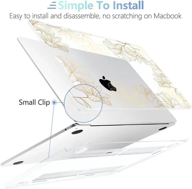 Alt view image 5 of 5 - MEEgoodo for M4/M3/M2 MacBook Air 15.3 inch Case 2025 2024 2023, Case Fit Model (A3241/A3114/A2941) for MacBook Air 15 inch, Laptop Hard Shell with Keyboard Cover, Drawn Golden Floral