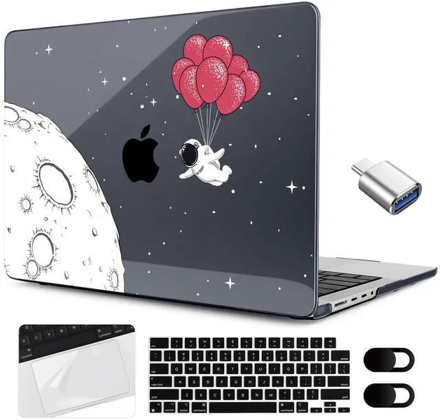Main image of MEEgoodo for M4 MacBook Pro 14 inch Case 2024 2023 2021, Laptop Hard Shell Cases Fit Model A3112/A3401/A3185/A2918/A2992/A2779/A2442 for M3 M2 M1 Pro/Max,Spaceman Fly with Balloons