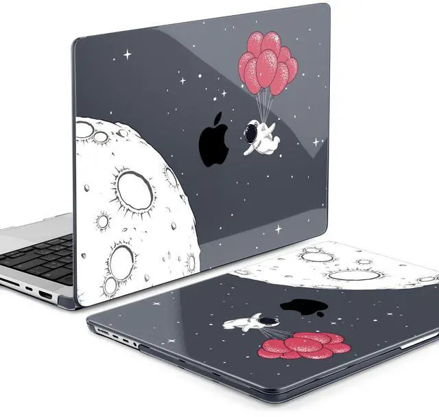 Alt view image 3 of 5 - MEEgoodo for M4 MacBook Pro 14 inch Case 2024 2023 2021, Laptop Hard Shell Cases Fit Model A3112/A3401/A3185/A2918/A2992/A2779/A2442 for M3 M2 M1 Pro/Max,Spaceman Fly with Balloons
