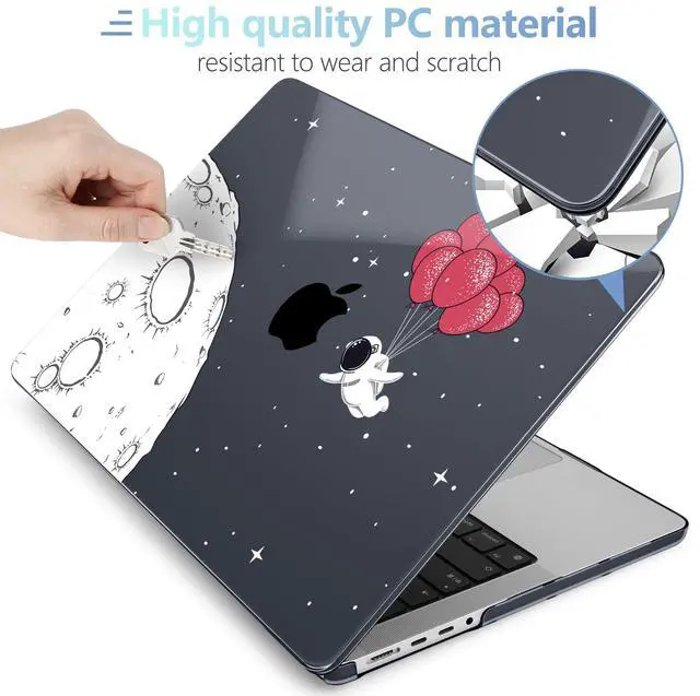 Alt view image 4 of 5 - MEEgoodo for M4 MacBook Pro 14 inch Case 2024 2023 2021, Laptop Hard Shell Cases Fit Model A3112/A3401/A3185/A2918/A2992/A2779/A2442 for M3 M2 M1 Pro/Max,Spaceman Fly with Balloons