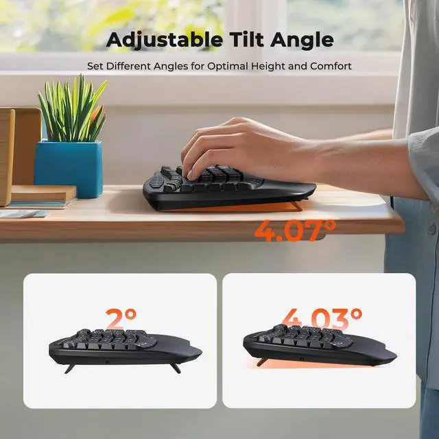 Alt view image 5 of 5 - MEETION Ergonomic Wireless Keyboard with Separate Numeric Keypad, Wave Flexible 2-in-1 Setup for Multi-Device, 2.4G/Bluetooth Split Design with Wrist Rest for Accountants/Data Entry/Left-Handed User