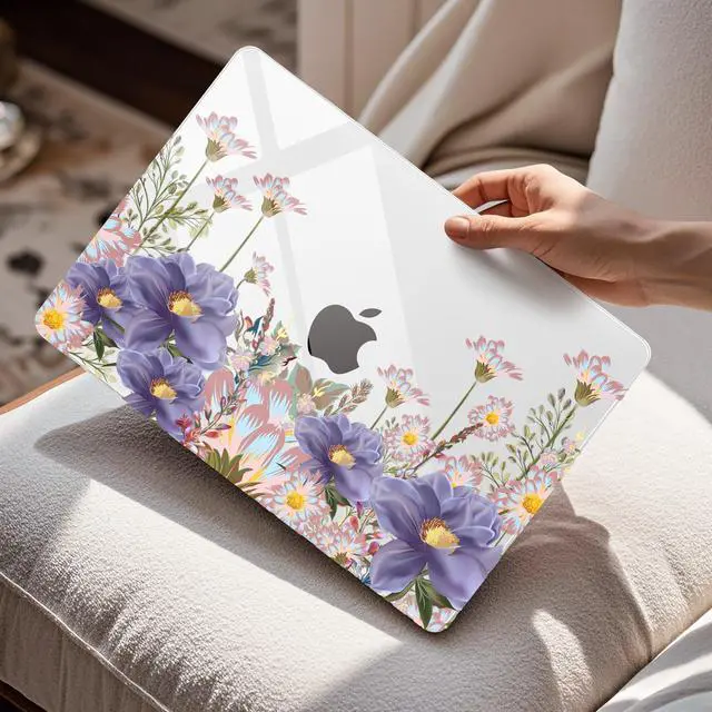 Alt view image 3 of 5 - Mektron Case for 2024 MacBook Pro 16" M4 A3403 A3186 Fits M3 A2991 M2 A2780 M1 A2485 (2021/2033) Pro/Max Chips with Touch ID, Hard Shell Plastic Laptop Cover Keyboard Cover, Floral C146