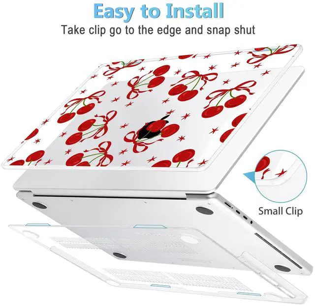 Alt view image 3 of 5 - Mektron Case for MacBook Pro 14 inch 2024 2023 2021 Model M4 A3112 A3401 A3185 M3 A2918 A2992 M2 A2779 M1A2442 Pro/Max, Plastic Hard Shell Case Cover for MacBook Pro 14", Red Bows-Cherry