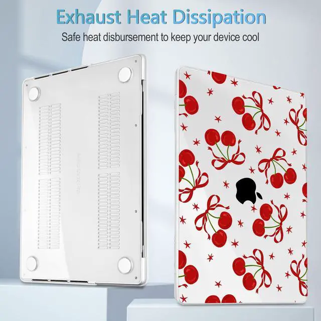 Alt view image 4 of 5 - Mektron Case for MacBook Pro 14 inch 2024 2023 2021 Model M4 A3112 A3401 A3185 M3 A2918 A2992 M2 A2779 M1A2442 Pro/Max, Plastic Hard Shell Case Cover for MacBook Pro 14", Red Bows-Cherry