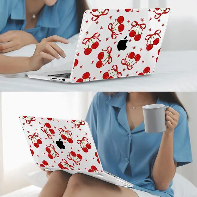 Alt view image 5 of 5 - Mektron Case for MacBook Pro 14 inch 2024 2023 2021 Model M4 A3112 A3401 A3185 M3 A2918 A2992 M2 A2779 M1A2442 Pro/Max, Plastic Hard Shell Case Cover for MacBook Pro 14", Red Bows-Cherry