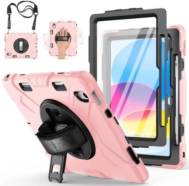 Main image of Miesherk Case for iPad (A16) 11th/10th Generation 2025/2022 with Screen Protector, Full-Body Drop Protection 360deg Rotate Stand/Hand Strap, Cover Compatible with iPad 10th Gen 10.9/11-inch
