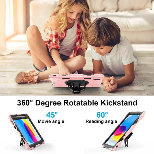 Alt view image 3 of 5 - Miesherk Case for iPad (A16) 11th/10th Generation 2025/2022 with Screen Protector, Full-Body Drop Protection 360deg Rotate Stand/Hand Strap, Cover Compatible with iPad 10th Gen 10.9/11-inch