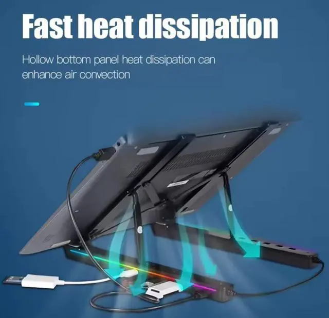 Alt view image 5 of 5 - MINLIU RGB USB C Laptop Docking Station Stand, USB C Docking Station Tablet Stand, 4 in 1 USB C Hub, 3 x USB-A 2.0, 1 x USB-C 2.0, Universal Docking Station for MacBook Pro/Lenovo/Air/Dell/HP