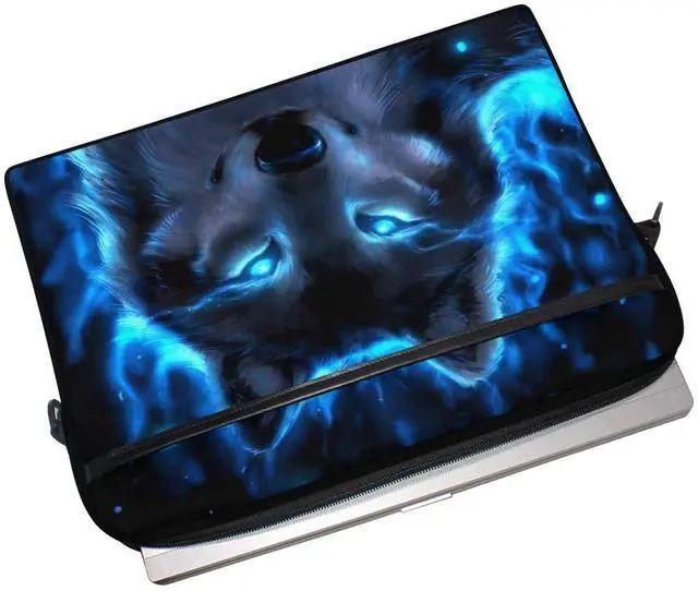 Alt view image 4 of 5 - ALAZA Cool Midnight Wolf Animal 15 inch Laptop Case Shoulder Bag Crossbody Briefcase Messenger Sleeve for Women Men Girls Boys with Shoulder Strap Handle, for Her Him