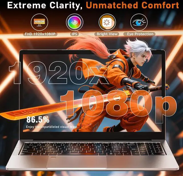 Alt view image 5 of 5 - 2025 Gaming Laptop 16 Inch Laptop Computer with AMD Ryzen 7 5825U Processor, 32GB DDR4, 1T SSD, FHD Display 1920*1080P, Windows 11 PRO, WiFi 6, Backlit Keyboard HDMI, for Student, Office, Business