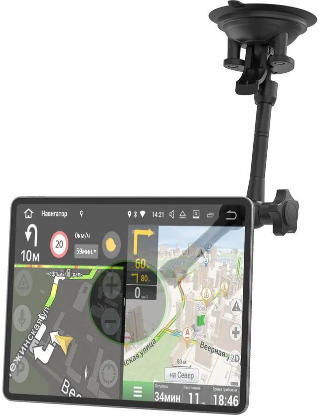 Main image of NATDETC Car Dashboard Windshield Tablet Holder with Flexible Long Metal Arm, Extra Large Suction Cup Tablet Holder, for iPad Pro Air Mini, Galaxy Tab, iPhone Devices