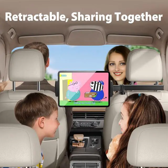 Alt view image 2 of 5 - OATSBASF Car Tablet Headrest Holder - Stretchable Mount Backseat Fit iPad Mount Super Stable for Kids & Thick Cases - Road Trip Essentials Fit 4-12.9" Devices