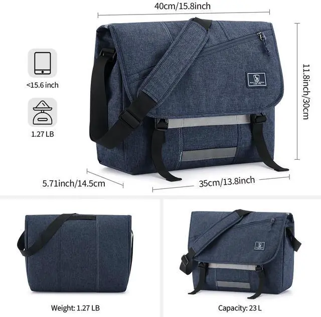 Alt view image 5 of 5 - OIWAS Messenger Bag for Men, 15.6 Inch Laptop Crossbody Bags Women Casual Satchel Shoulder Bag College Travel Office Briefcase