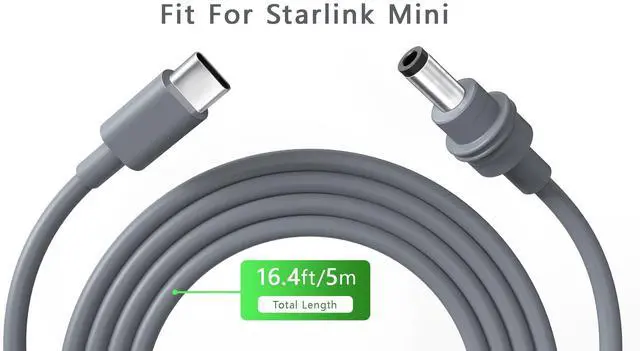 Alt view image 3 of 5 - okmeetei Fit for Starlink Mini USB C to DC Power Cable, Star Link M ini 16.4FT, fit for 100W+ Power Bank and PD Charger, Outdoor Cable Accessories (5M/16.4FT) (16.4ft)