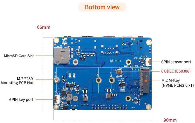 Alt view image 5 of 5 - Orange Pi CM5 Tablet Baseboard with M.2 M-Key Slot, Supports WiFi 5.0 and Bluetooth 5.0, Compatible with Orange Pi CM5 Core Board