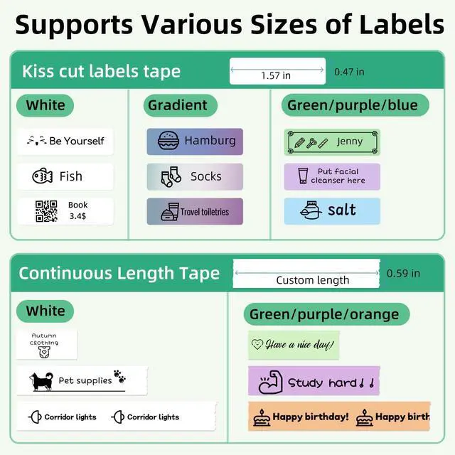 Alt view image 3 of 5 - ORGSTA S001 Label Maker Machine with Tape, Portable Bluetooth Label Maker for Home and Office Organization, Thermal Label Printer Mini Label Maker with 3 Roll Label Tapes - Green/Purple/Blue