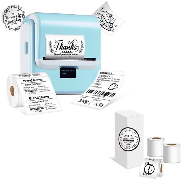 Main image of ORGSTA Label Maker Machine with Tape, T003 Thermal Label Maker, 0.8-3.15 Inch Bluetooth Label Printer with White Self-Adhesive 57mm x 3m Thermal Paper, Compatible with Phone & PC