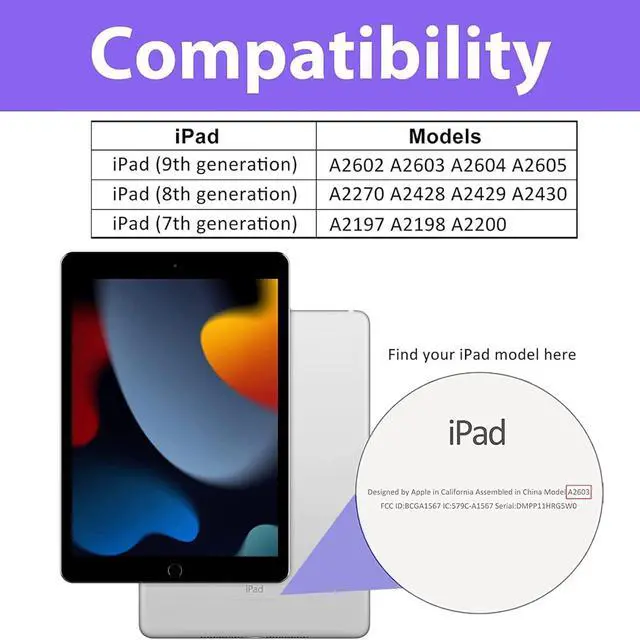 Alt view image 2 of 5 - Paorixln for iPad 9th Generation Case for Kids Butterfly (Purple)