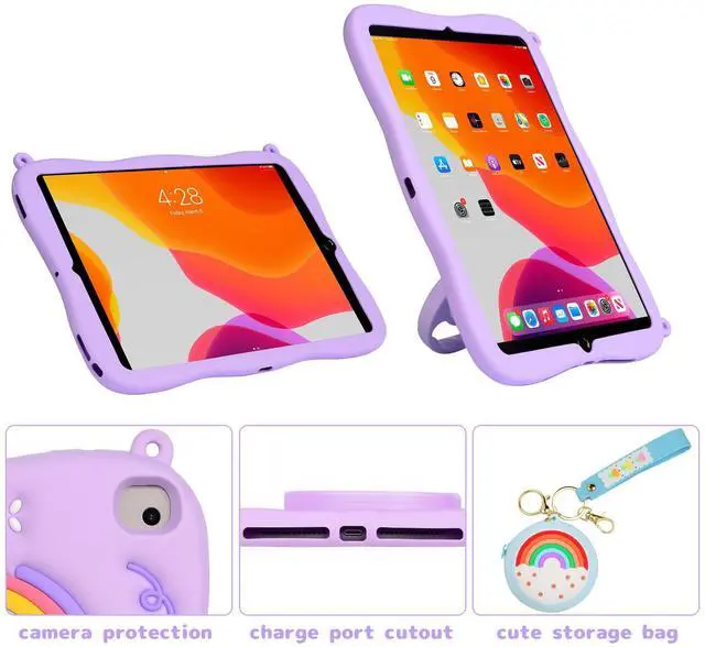 Alt view image 4 of 5 - Paorixln for iPad 9th Generation Case for Kids Butterfly (Purple)