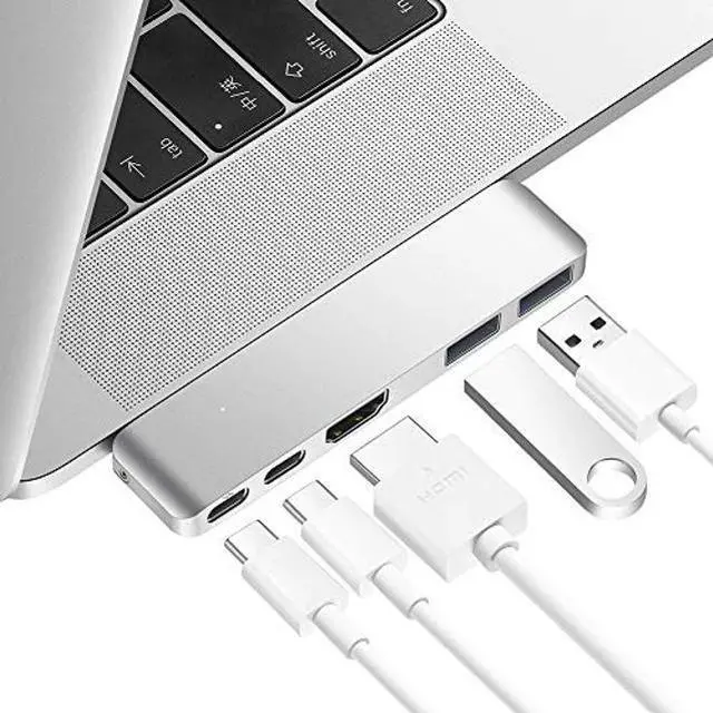 Main image of Purgo Mini USB C Hub Adapter Dongle for 2025/2024-2020 MacBook Air 13" 15" M4 M3-M1, MacBook Air USB Adapter with 4K HDMI, 100W PD, 40Gbps TB3 5K@60Hz, USB-C and 2 USB 3.0 (Silver)