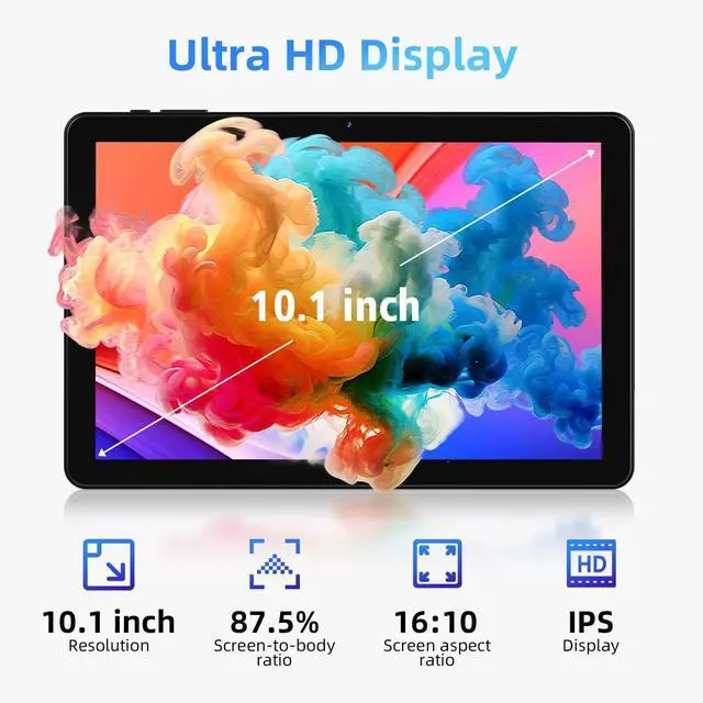 Alt view image 2 of 5 - Rebecco Android 14 Tablet, 10-inch with Bluetooth 5.4, 12GB RAM + 128GB ROM (Expandable up to 1TB), Octa-Core Android, 1280x800 IPS HD Touchscreen, WiFi 6, Dual Camera, 6000mAh, Widevine L1