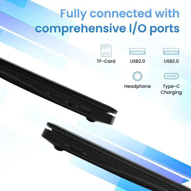 Alt view image 4 of 5 - Reuoptu 10.1 Inch Android 12.0 OS Laptop Computer,2GB RAM,64GB EMMC,AllWinner Quad-core 64-Bit Processor A133 Netbook,Ultra Slim Portable Business Office Study Laptop (Inches, 10, Black)