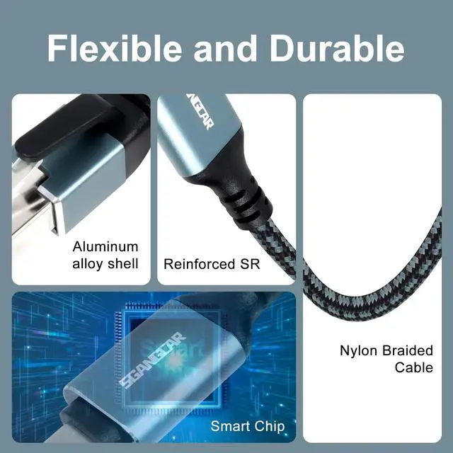Alt view image 4 of 5 - SGANGCAR USB C to Ethernet Cable,20 Feet Type C to Gigabit Ethernet Cable,USB C to RJ45 Cable Compatible Thunderbolt 3/4,Directly Connected to Smartphone, Laptop, PC, Switch, Router, Modem