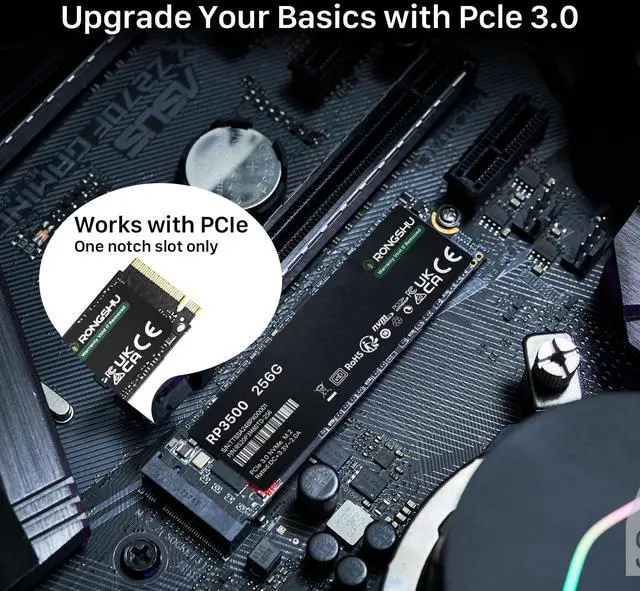 Alt view image 5 of 5 - RONGSHU 256GB NVMe SSD M.2 PCIe Gen 3x4, Read Speeds Up to 3,000 MB/s, M.2 2280 Internal Soild State Drive, SLC Cache 3D NAND TLC Compatible with Laptop and PC Desktops (RP3500)