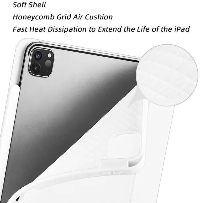 Alt view image 2 of 5 - SIWENGDE Cases for iPad Pro 12.9 Case 6th/5th/4th Generation (2022/2021/2020) with Pencil Holder [Apple Pencil Wireless Charging] Soft TPU Smart Tri-fold Stand Protective Cover(White)