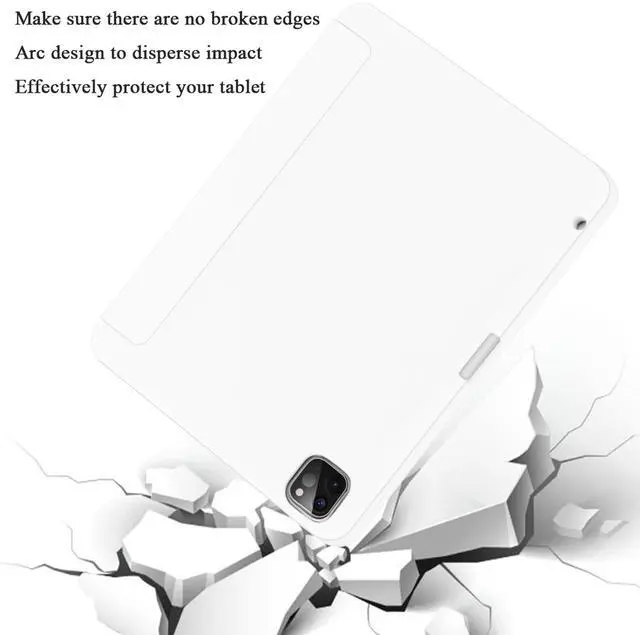 Alt view image 3 of 5 - SIWENGDE Cases for iPad Pro 12.9 Case 6th/5th/4th Generation (2022/2021/2020) with Pencil Holder [Apple Pencil Wireless Charging] Soft TPU Smart Tri-fold Stand Protective Cover(White)