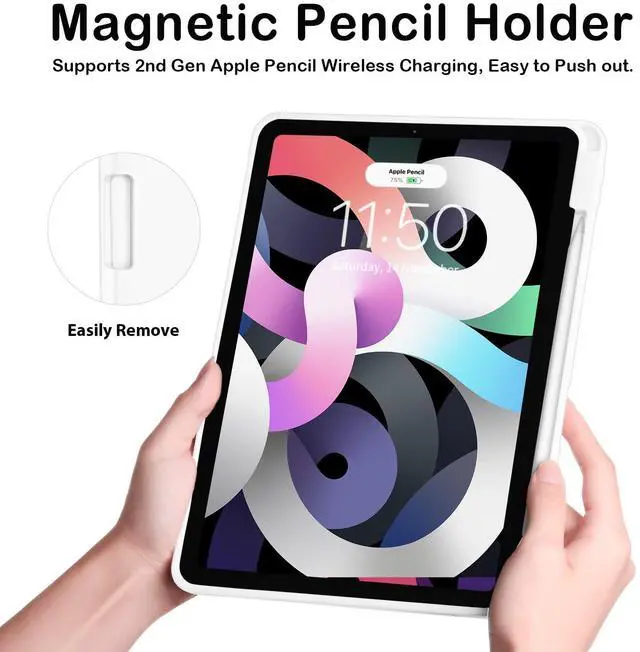 Alt view image 4 of 5 - SIWENGDE Cases for iPad Pro 12.9 Case 6th/5th/4th Generation (2022/2021/2020) with Pencil Holder [Apple Pencil Wireless Charging] Soft TPU Smart Tri-fold Stand Protective Cover(White)