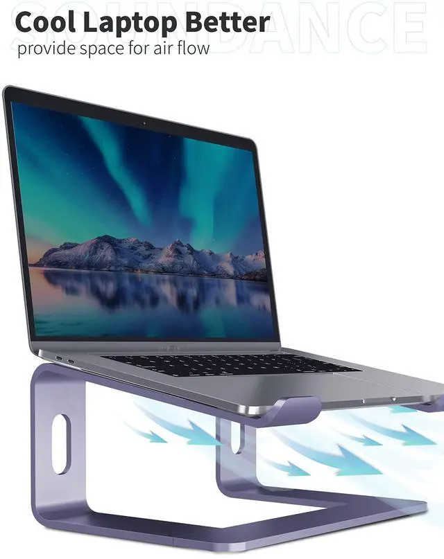 Alt view image 4 of 5 - SOUNDANCE Laptop Stand, Aluminum Computer Riser, Ergonomic Laptops Elevator for Desk, Metal Holder Compatible with 10 to 15.6 Inches Notebook Computer, Purple