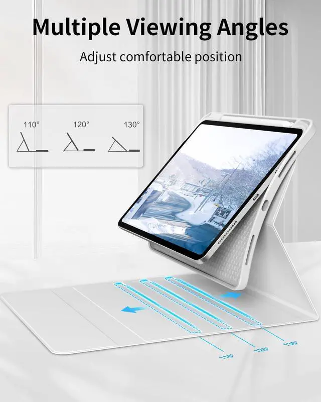 Alt view image 3 of 5 - SQBEBS Case with Keyboard for iPad (A16) 11th / 10th Generation 11 inch 2025/10.9 inch 2022, 7 Colors Backlit Detachable Keyboard, Stand Folio Keyboard Cover with Pencil Holder, Gray